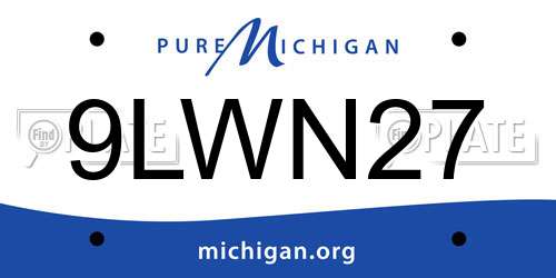 9LWN27 Michigan License Plate