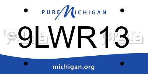9LWR13 Michigan License Plate