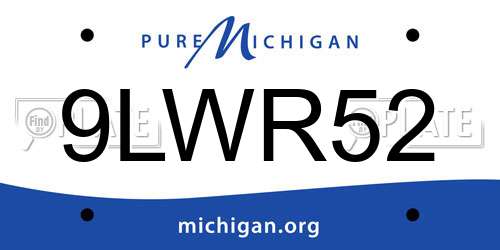 9LWR52 Michigan License Plate
