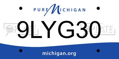 9LYG30 Michigan License Plate