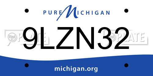 9LZN32 Michigan License Plate