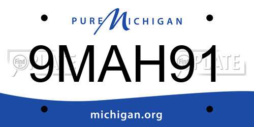 9MAH91 Michigan License Plate