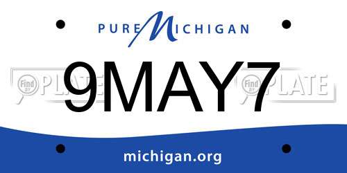9MAY7 Michigan License Plate