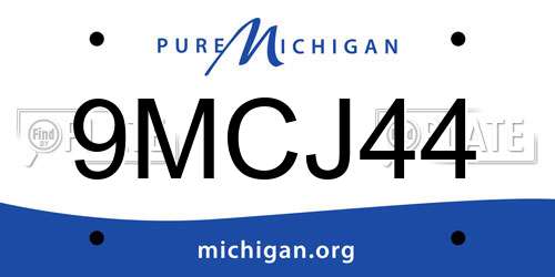 9MCJ44 Michigan License Plate