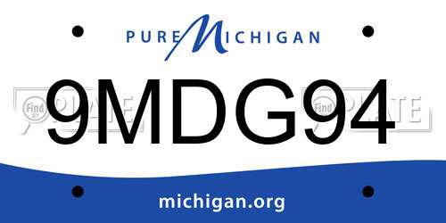 9MDG94 Michigan License Plate