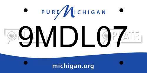 9MDL07 Michigan License Plate