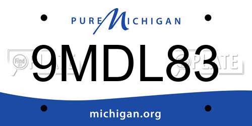 9MDL83 Michigan License Plate