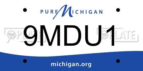 9MDU1 Michigan License Plate