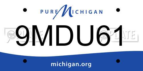 9MDU61 Michigan License Plate