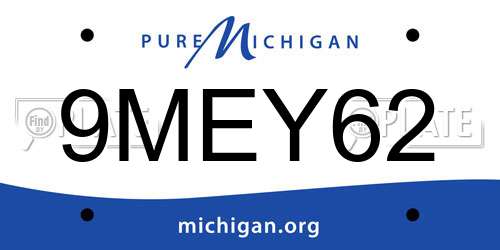 9MEY62 Michigan License Plate