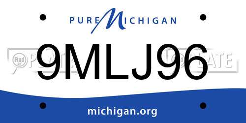 9MLJ96 Michigan License Plate