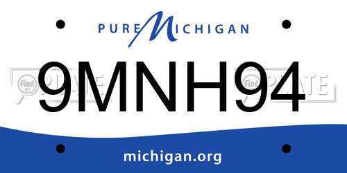 9MNH94 Michigan License Plate