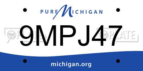 9MPJ47 Michigan License Plate