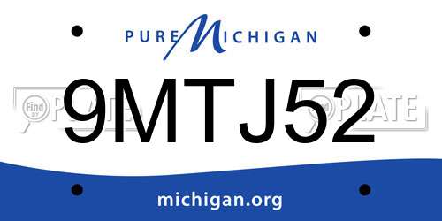 9MTJ52 Michigan License Plate