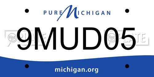 9MUD05 Michigan License Plate