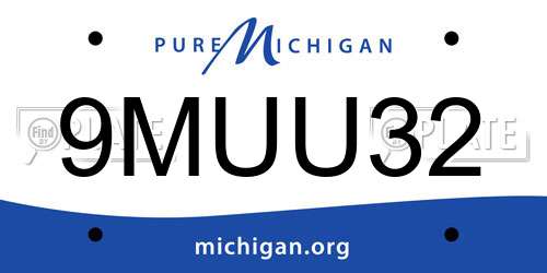 9MUU32 Michigan License Plate