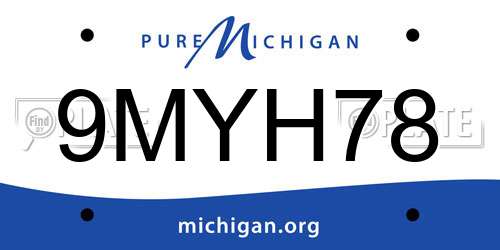9MYH78 Michigan License Plate