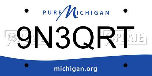 9N3QRT Michigan License Plate