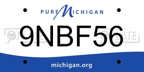 9NBF56 Michigan License Plate