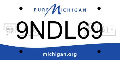 9NDL69 Michigan License Plate