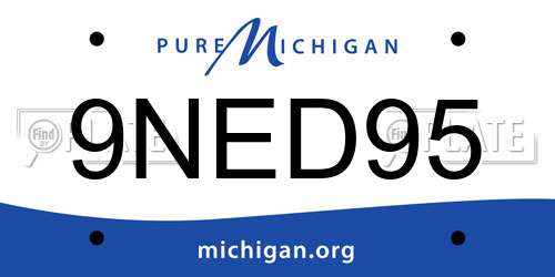 9NED95 Michigan License Plate
