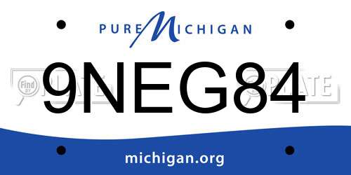 9NEG84 Michigan License Plate