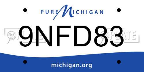 9NFD83 Michigan License Plate