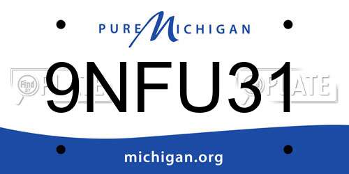 9NFU31 Michigan License Plate
