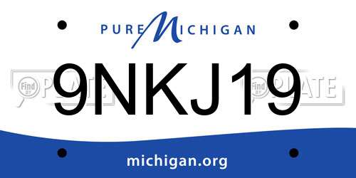 9NKJ19 Michigan License Plate