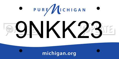 9NKK23 Michigan License Plate