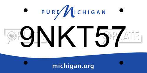 9NKT57 Michigan License Plate