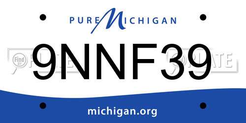 9NNF39 Michigan License Plate