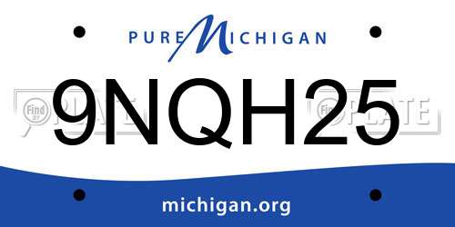 9NQH25 Michigan License Plate