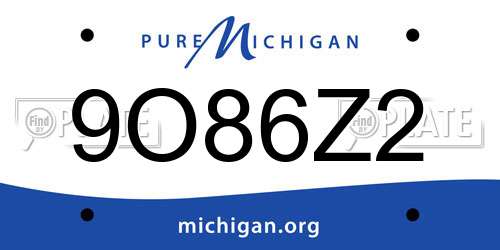 9O86Z2 Michigan License Plate