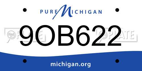 9OB622 Michigan License Plate