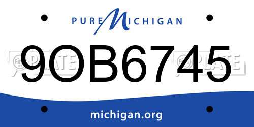 9OB6745 Michigan License Plate