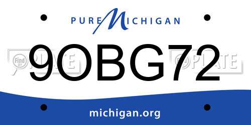 9OBG72 Michigan License Plate