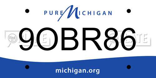 9OBR86 Michigan License Plate