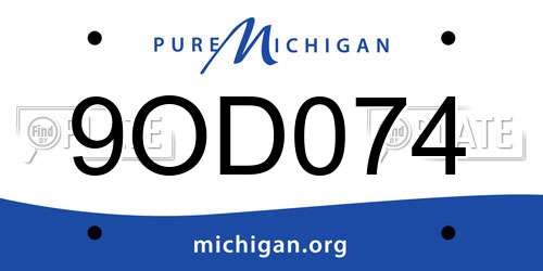 9OD074 Michigan License Plate