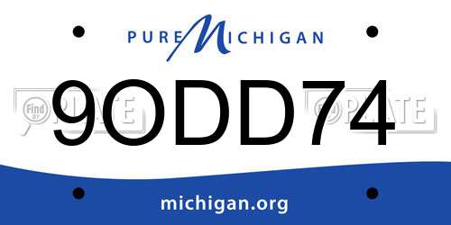 9ODD74 Michigan License Plate