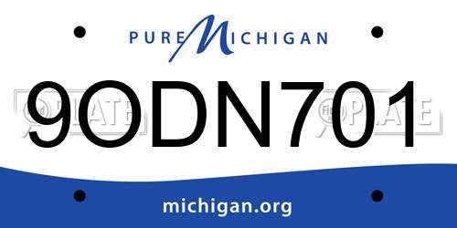 9ODN701 Michigan License Plate