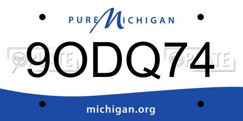 9ODQ74 Michigan License Plate