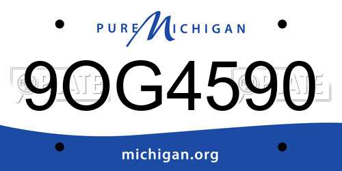 9OG4590 Michigan License Plate