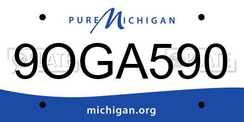 9OGA590 Michigan License Plate
