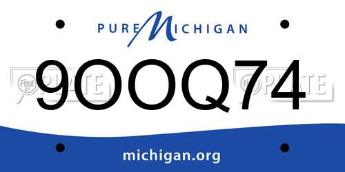 9OOQ74 Michigan License Plate