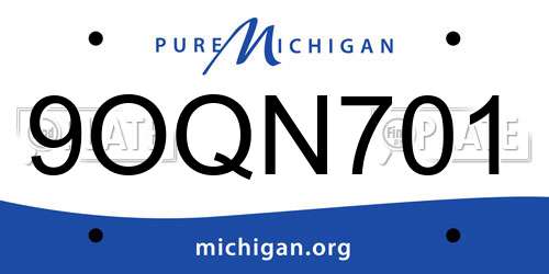 9OQN701 Michigan License Plate