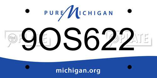 9OS622 Michigan License Plate
