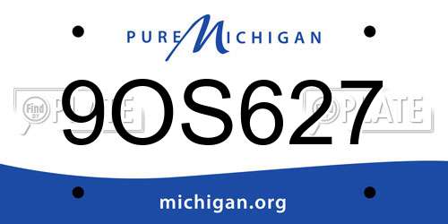 9OS627 Michigan License Plate