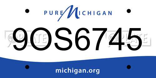 9OS6745 Michigan License Plate
