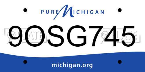 9OSG745 Michigan License Plate